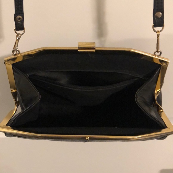 Vintage Black Reptile Skin clutch/purse - Picture 4 of 6